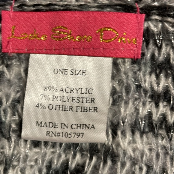 Grey, silver and knit black infinity scarf - Picture 3 of 3